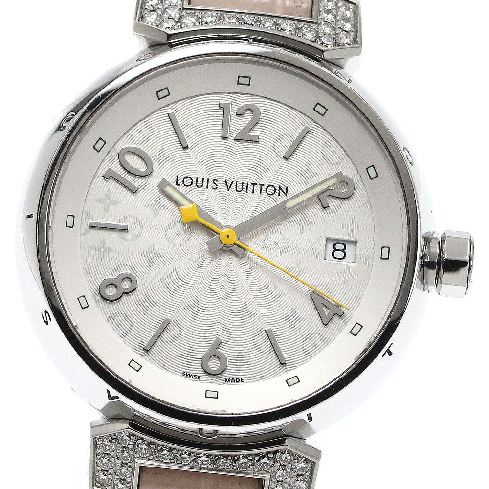 LOUIS VUITTON Tambour MM Q1310 Rug diamond Silver Dial Quartz Ladies Watch_874250
