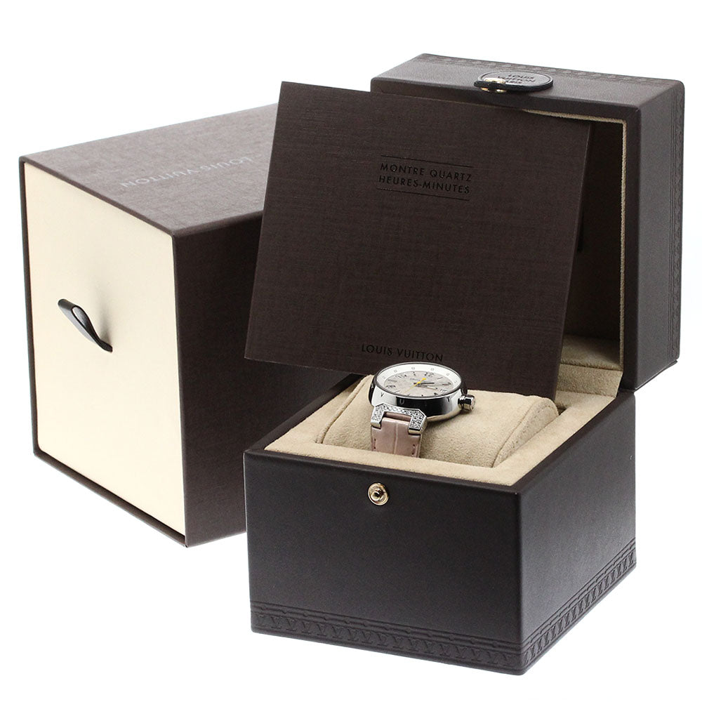 LOUIS VUITTON Tambour MM Q1310 Rug diamond Silver Dial Quartz Ladies Watch_874250