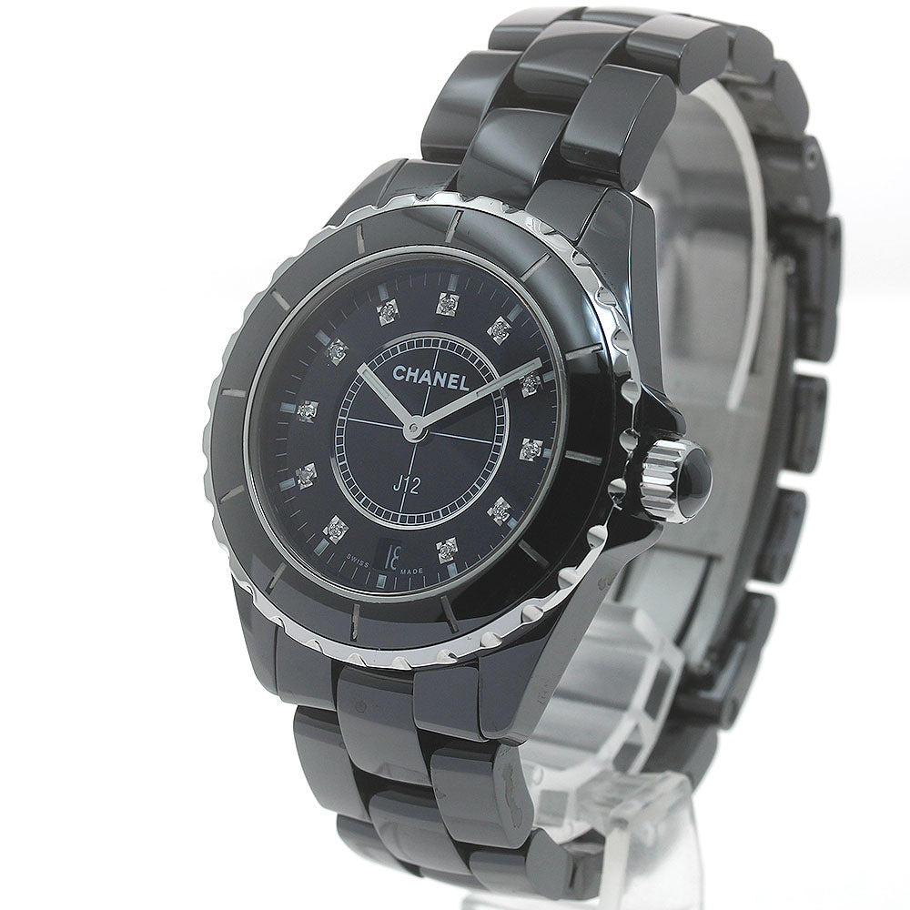 CHANEL J12 H2124 Date Black Ceramic 11P Diamond Quartz Men's Watch_874258