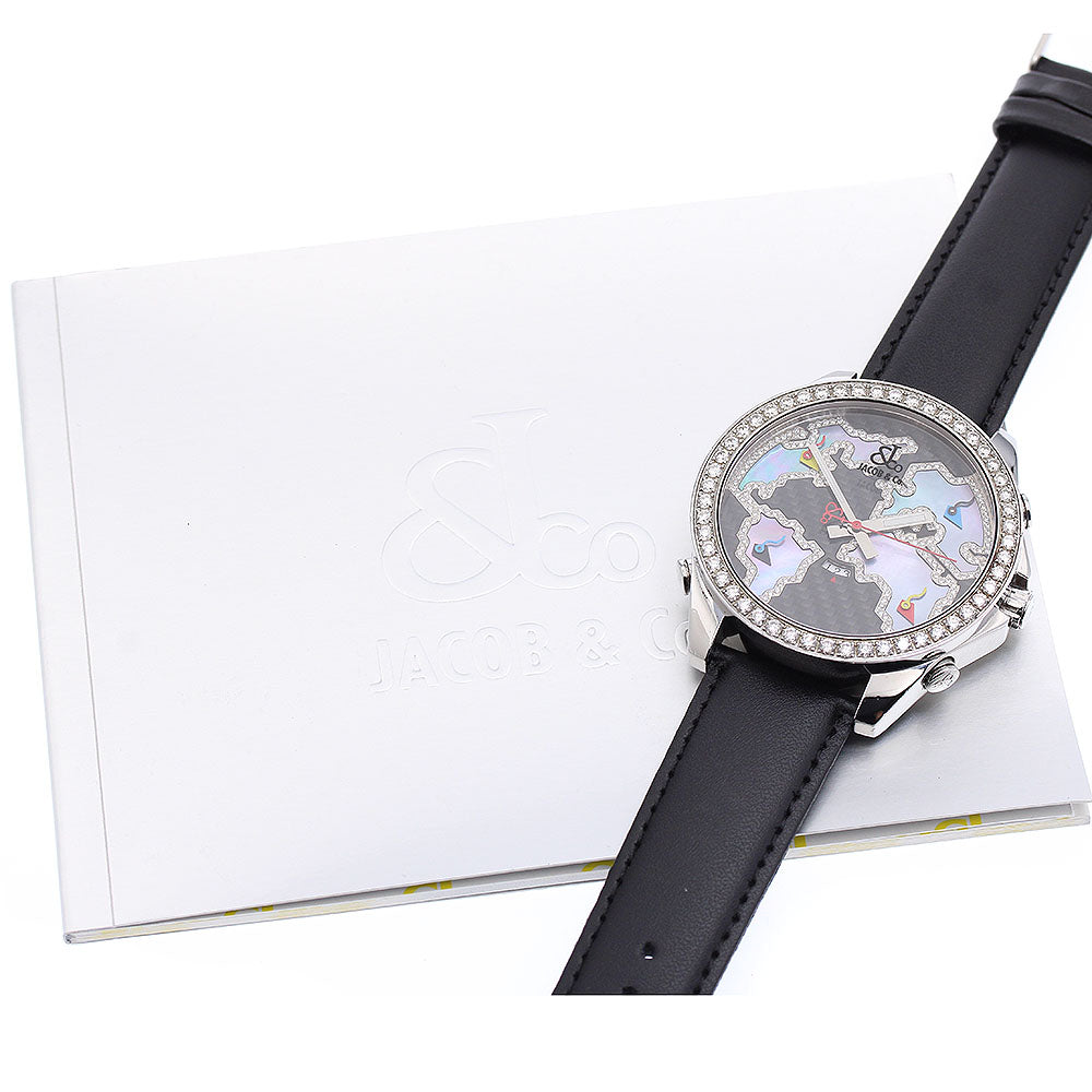 JACOB&CO Five time zone Diamond Bezel Black / shell Dial Quartz Men's Watch_874295