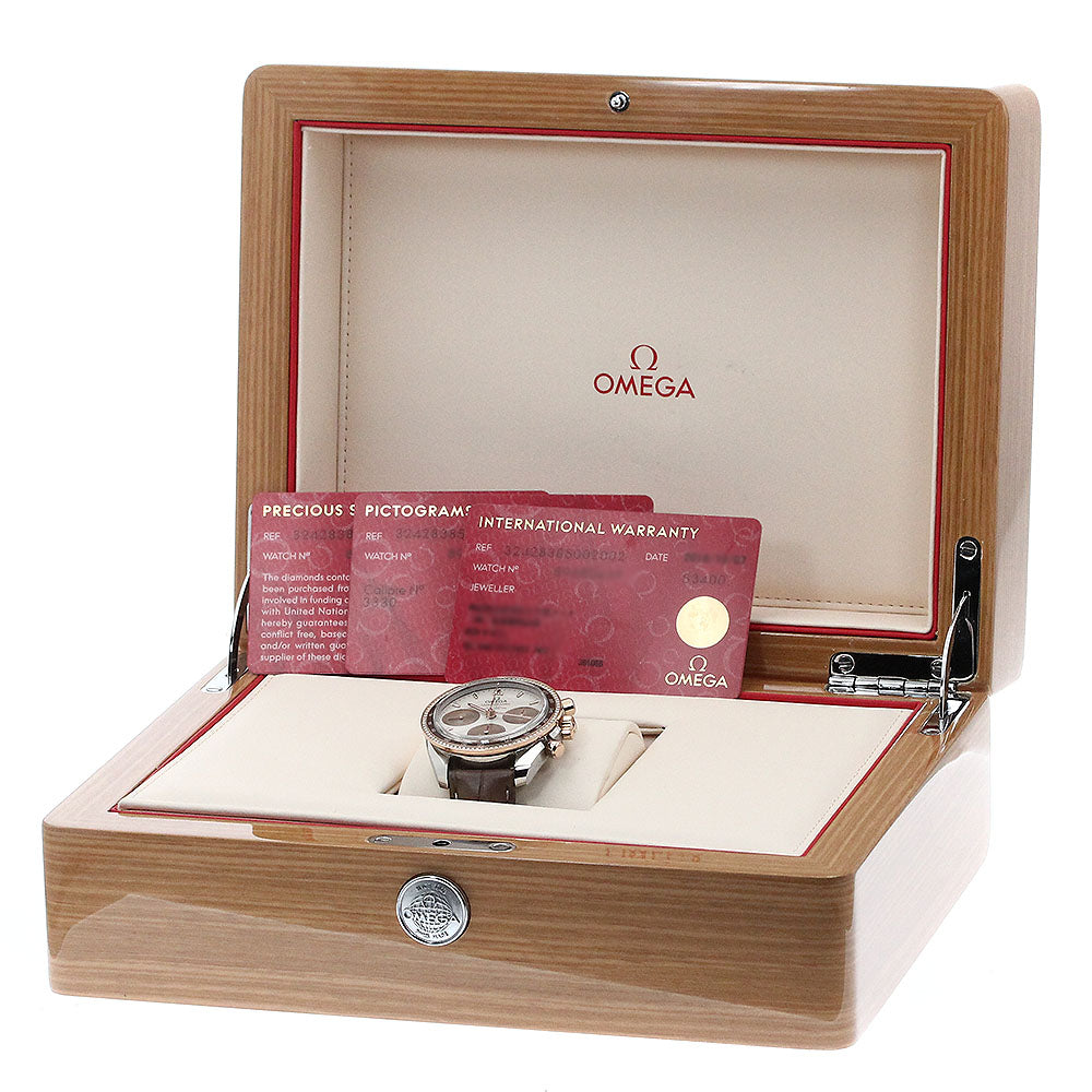 OMEGA Speedmaster 38 324.28.38.50.02.002 Co-Axial Chronograph Diamond Bezel Beige / brown Dial Automatic Boy's Watch_874303