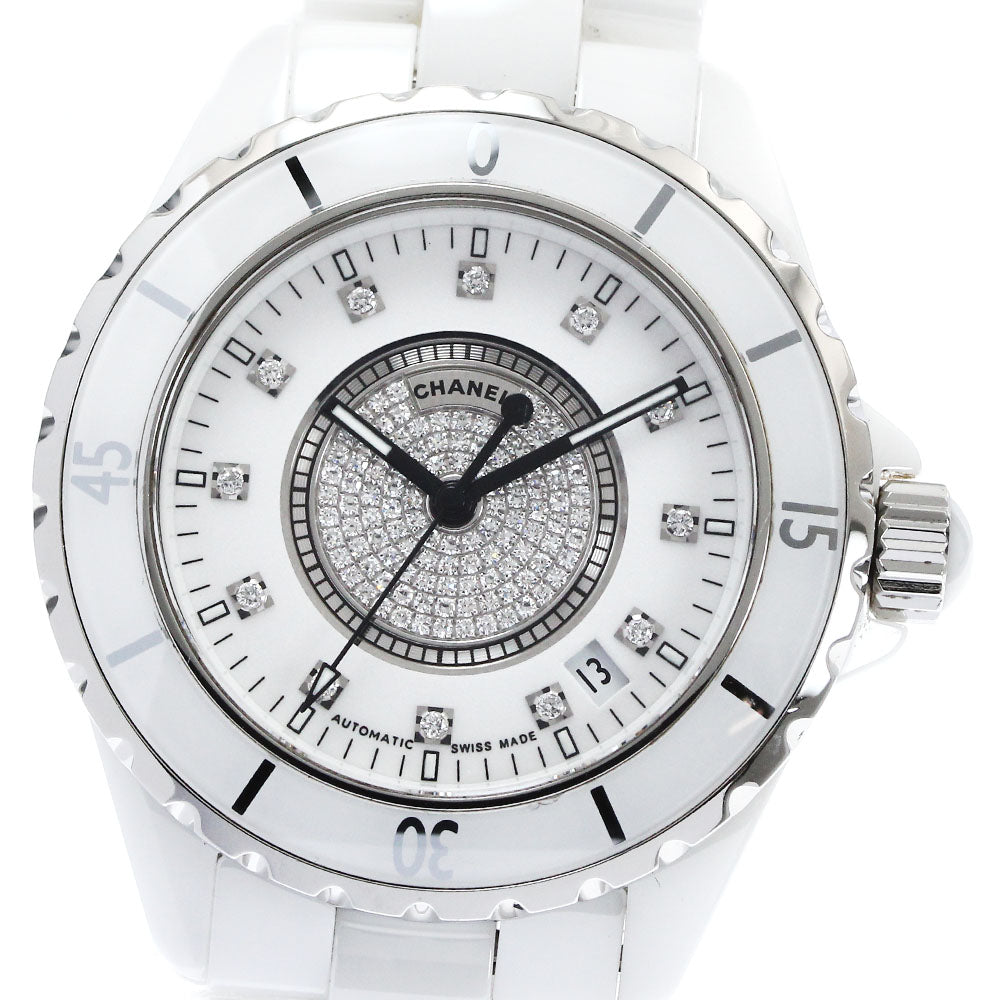 CHANEL J12 H1759 1.5"" white ceramic center diamond Automatic Men's Watch_874342