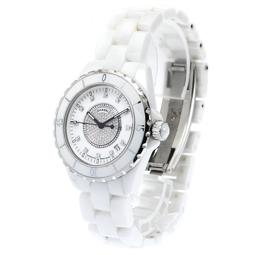 CHANEL J12 H1759 1.5"" white ceramic center diamond Automatic Men's Watch_874342