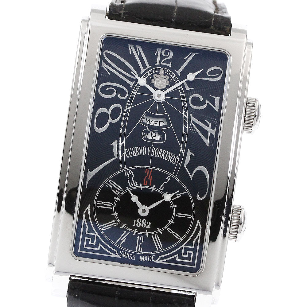 CUERVO Y SOBRINOS Prominente A1124 Dual time black Dial Automatic Men's Watch_874357