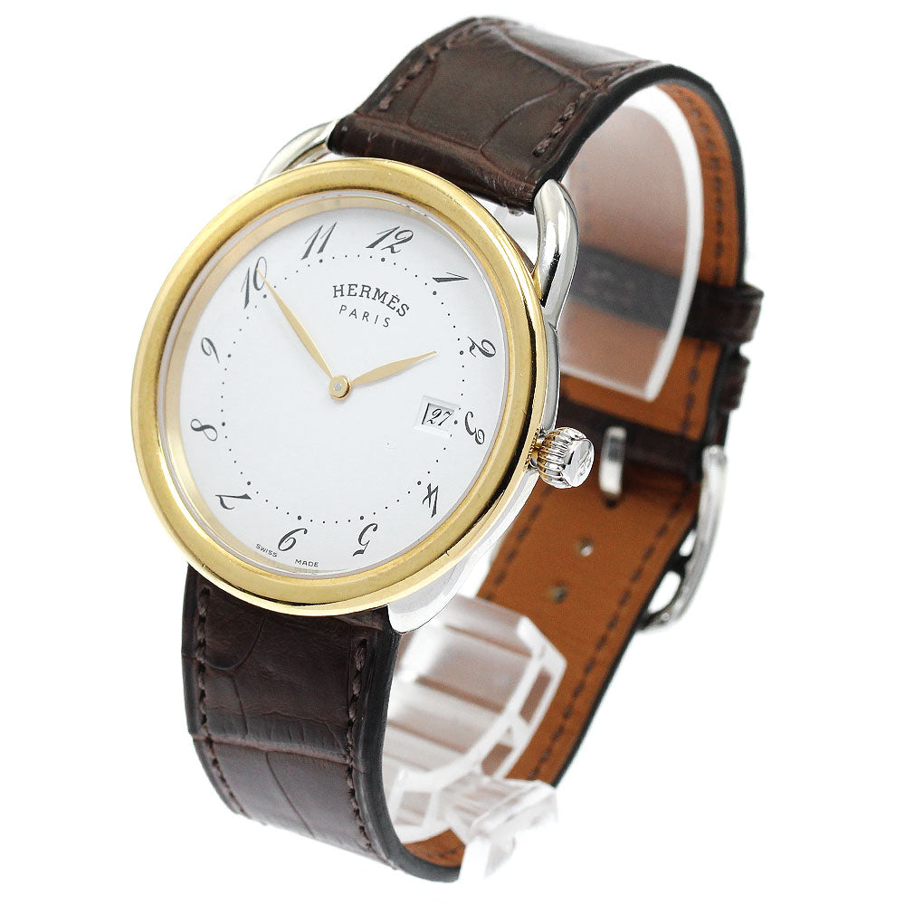 HERMES Arceau AR5.720a Date White Dial Quartz Men's Watch_874434