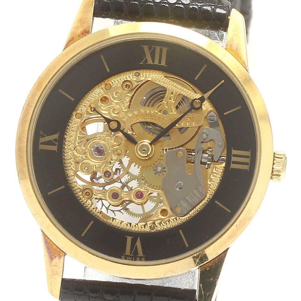 Universal Geneve Franklin Mint 4083 K18YG Skeleton Gold / Black Dial Hand Winding Men's Watch_874515