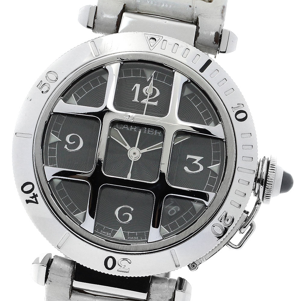 CARTIER Pasha 38 N950 Convex Grid W3106255 Platinum bezel gray Dial Automatic Men's Watch_874570