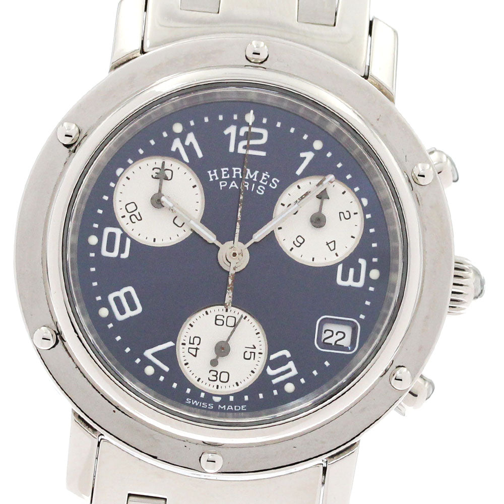 HERMES Clipper chronograph CL1.310 Date Navy Dial Quartz Ladies Watch_874683