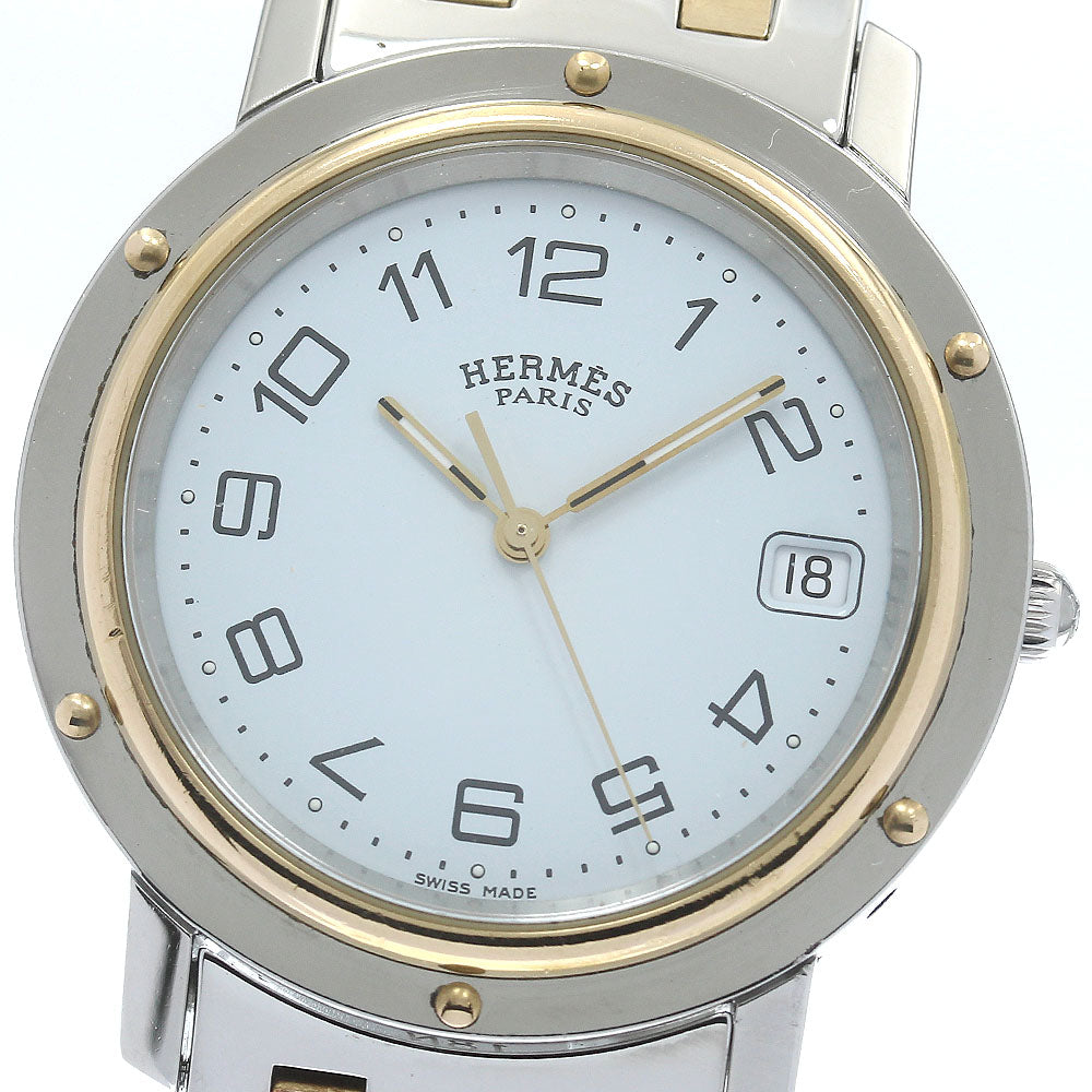 HERMES Clipper CL6.720 Date white Dial Quartz Men's Watch_874693