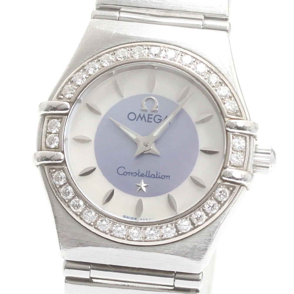 OMEGA Constellation Mini 1466.84 Diamond Bezel Blue shell / white shell Dial Quartz Ladies Watch_874725