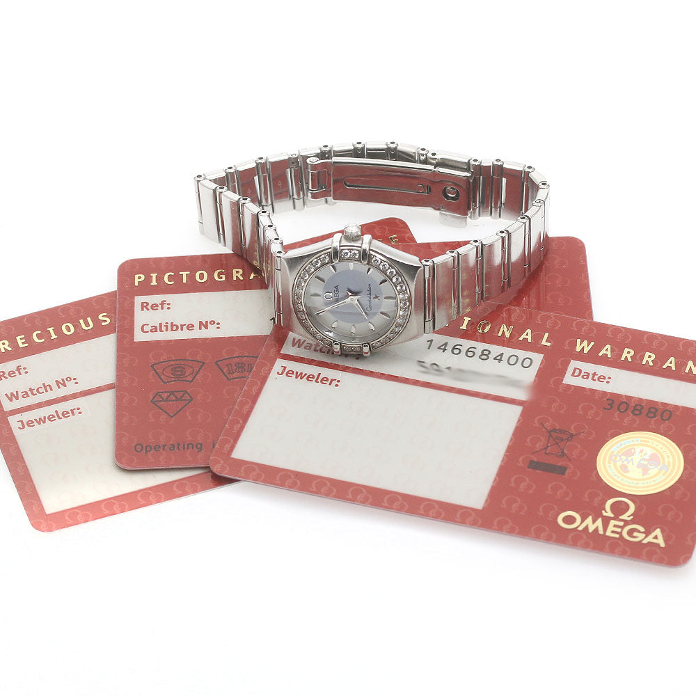 OMEGA Constellation Mini 1466.84 Diamond Bezel Blue shell / white shell Dial Quartz Ladies Watch_874725