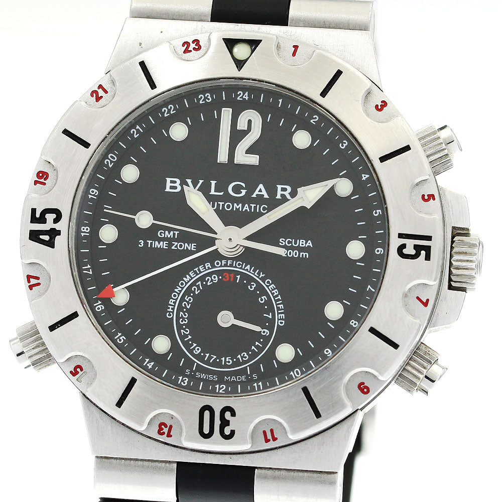 BVLGARI Diagono Scuba SD38SGMT GMT date black Dial Automatic Men's Watch_874733