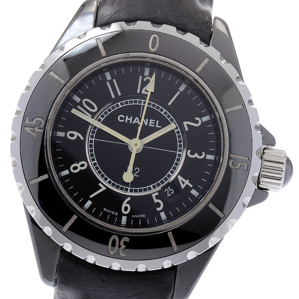 CHANEL J12 33MM H0680 Black ceramic Leather belt Quartz Ladies Watch_874755