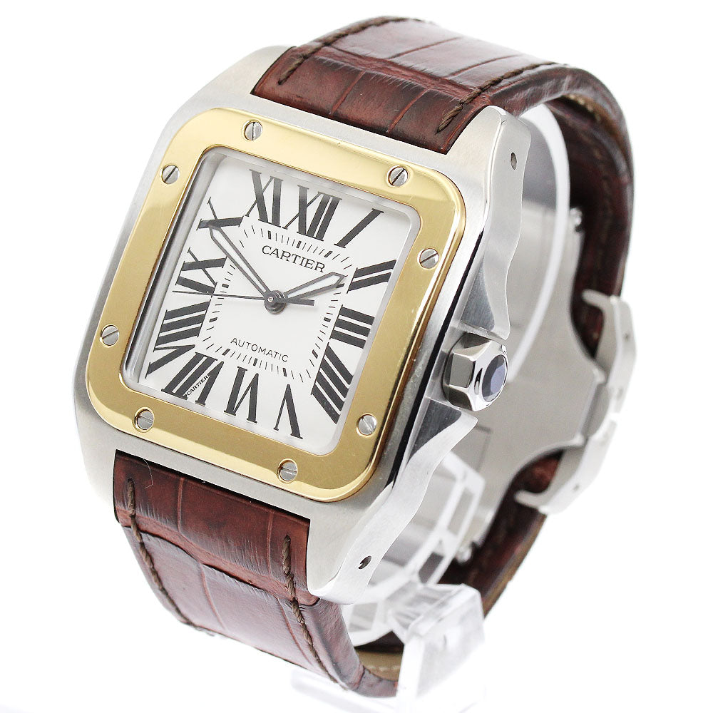 CARTIER Santos 100 LM W20072X7 K18YGBezel Silver Dial Automatic Men's Watch_874757