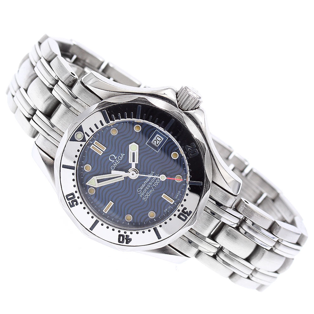 OMEGA Seamaster300 2582.80 Date Navy Dial Quartz Ladies Watch_874806