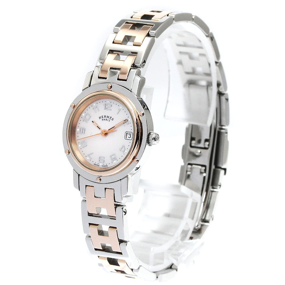 HERMES Clipper Nacre CL4.221 Date Pink shell Dial Quartz Ladies Watch_874810