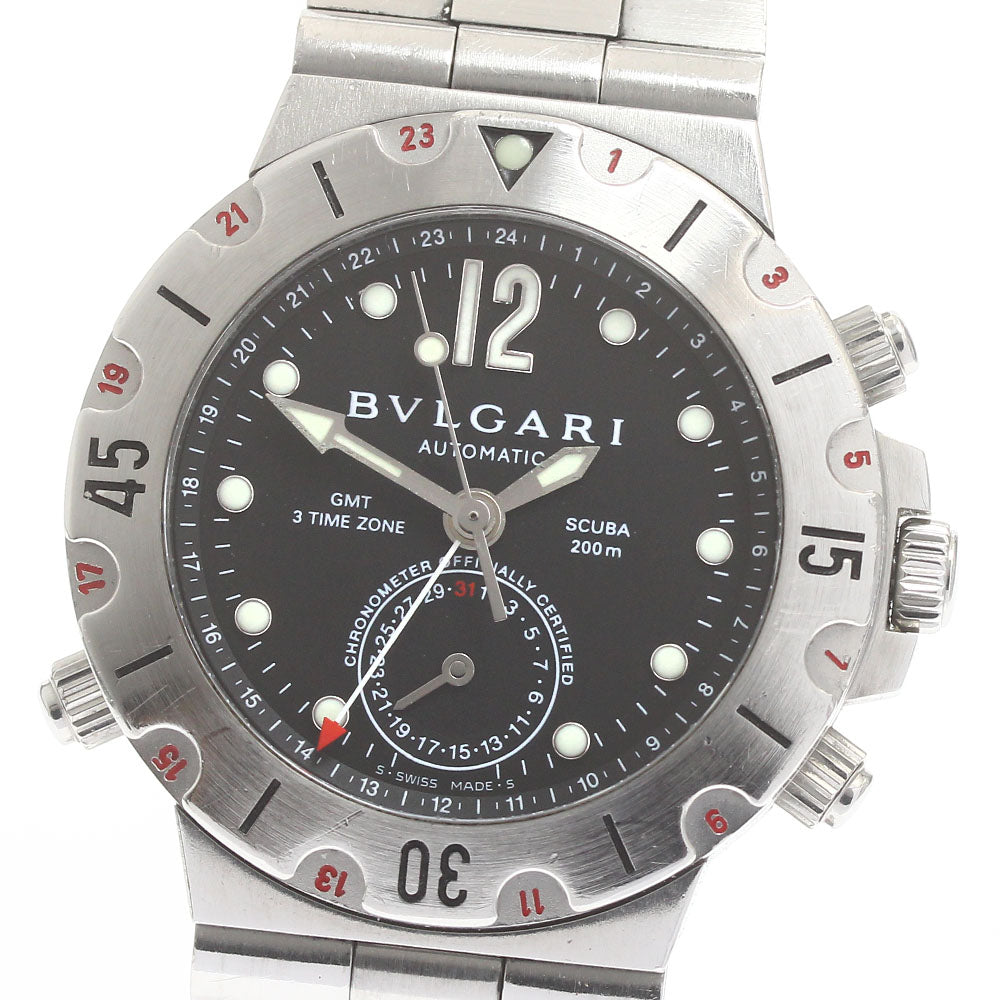 BVLGARI Diagono Scuba SD38SGMT GMT date black Dial Automatic Men's Watch_874908