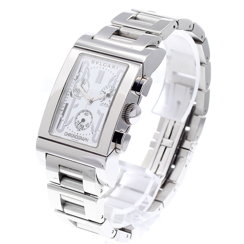 BVLGARI Rettangolo RTC49S Date Chronograph white Dial Quartz Men's Watch_874989