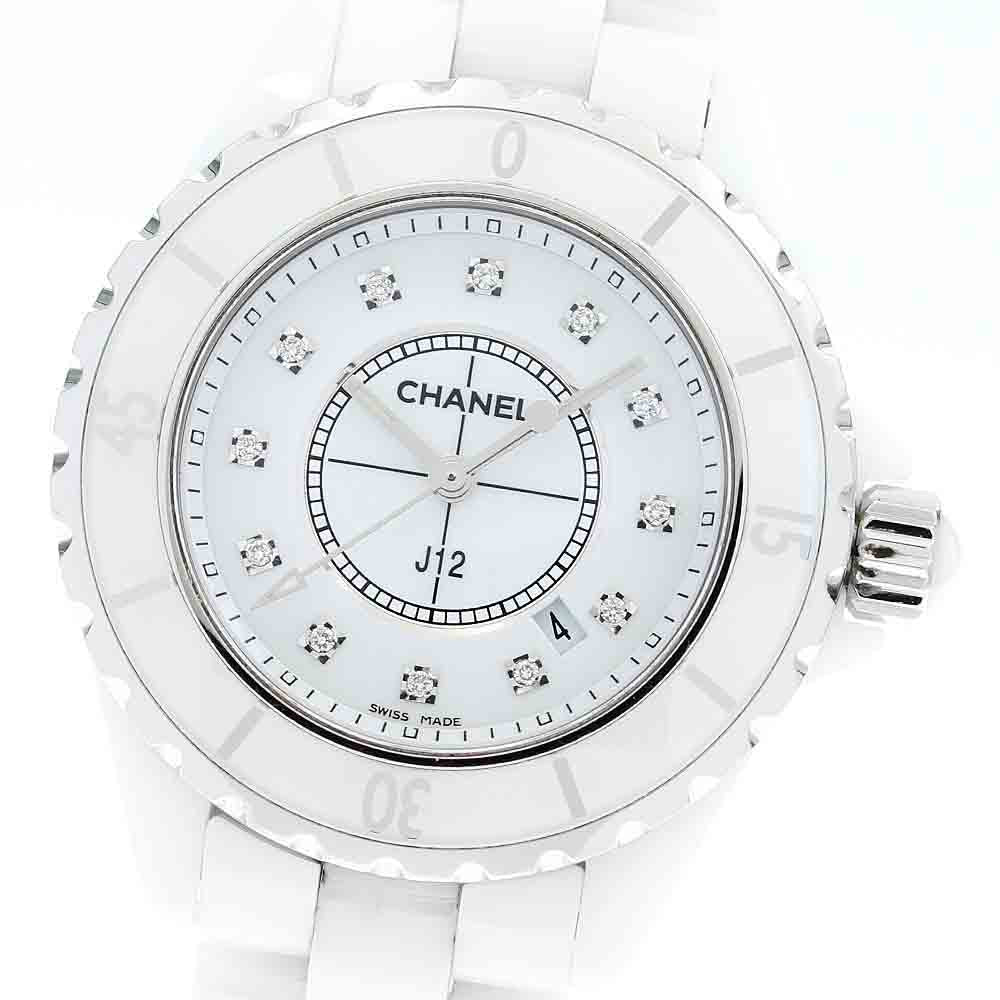 CHANEL J12 H1628 White ceramic 12P diamond white Dial Quartz Ladies Watch_875013