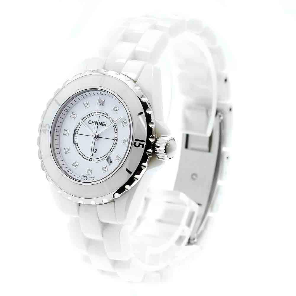 CHANEL J12 H1628 White ceramic 12P diamond white Dial Quartz Ladies Watch_875013