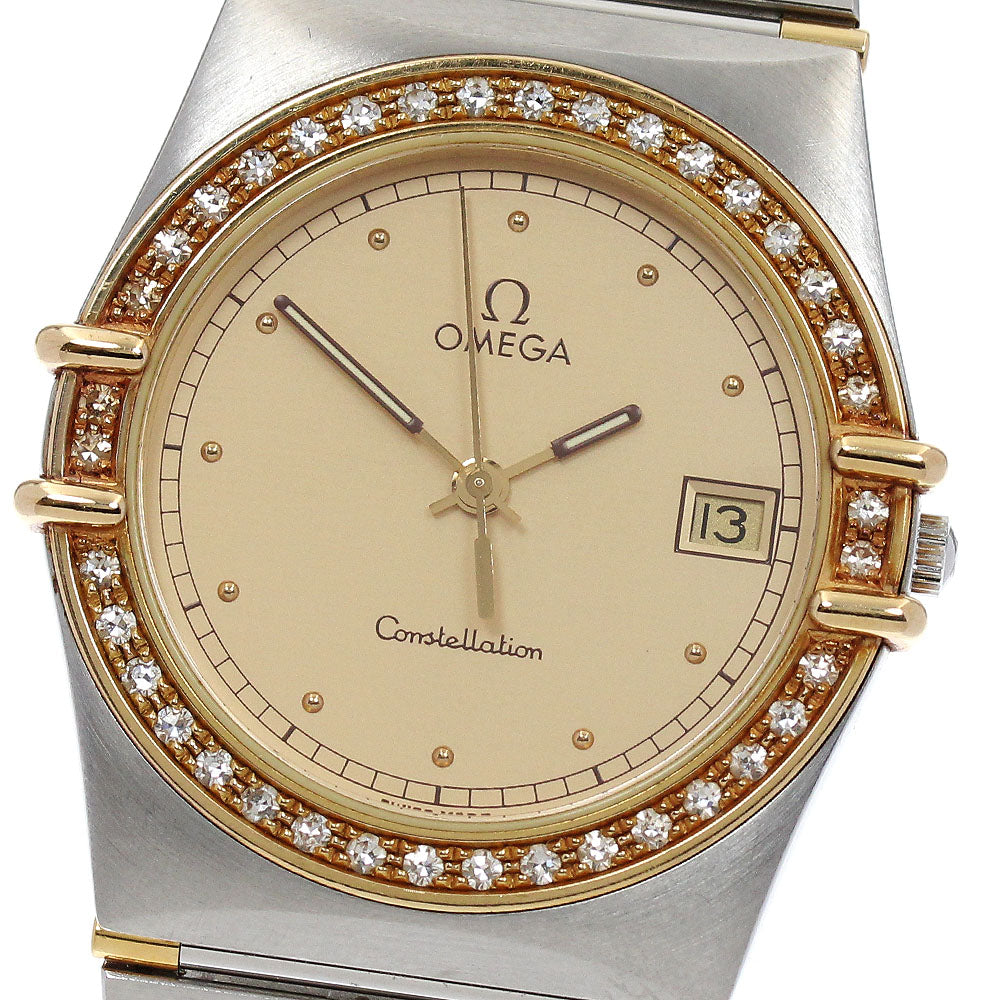 OMEGA Constellation date diamond bezel gold Dial Quartz Men's Watch_875162