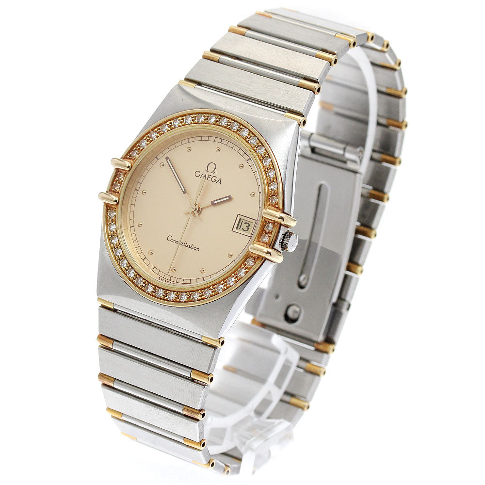 OMEGA Constellation date diamond bezel gold Dial Quartz Men's Watch_875162