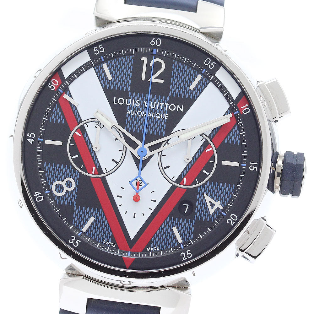 LOUIS VUITTON Tambour QA076Z Damier Cobalt V blue Dial Automatic Men's_875184