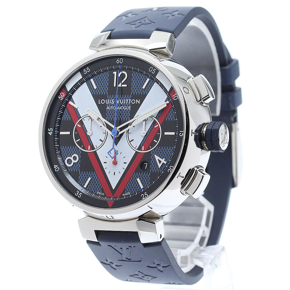 LOUIS VUITTON Tambour QA076Z Damier Cobalt V blue Dial Automatic Men's_875184