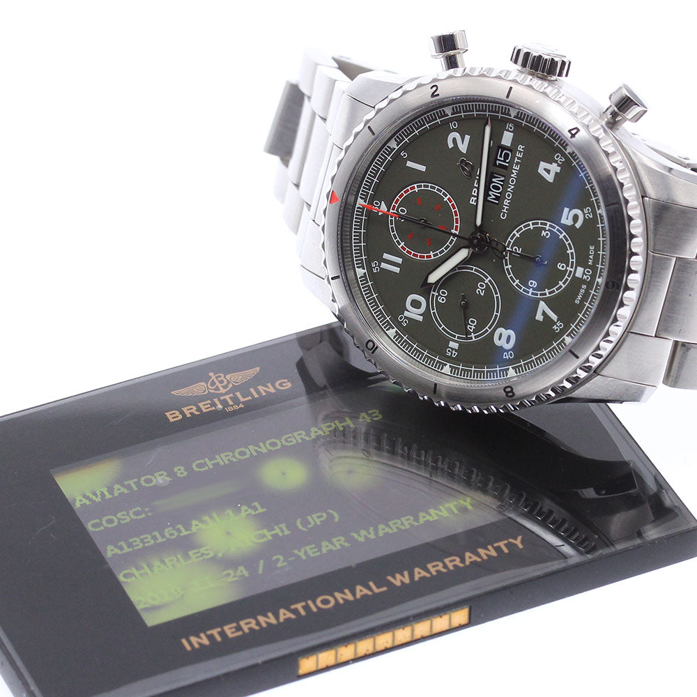 BREITLING Aviator 8 A13316 Chronograph green Dial Automatic Men's Watch_875193