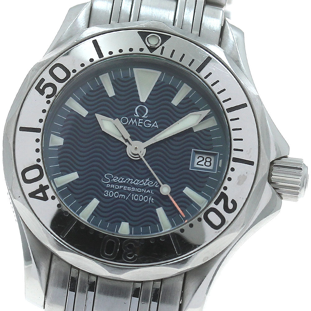 OMEGA Seamaster300 Jack Mayol 2584.80 Date Navy Dial Quartz Ladies Watch_875214
