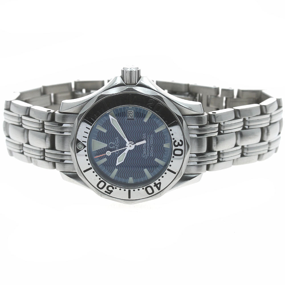 OMEGA Seamaster300 Jack Mayol 2584.80 Date Navy Dial Quartz Ladies Watch_875214