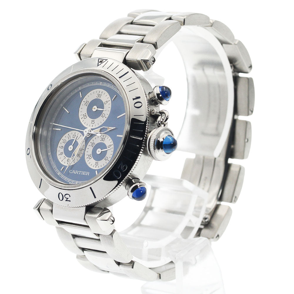 CARTIER Pasha 35 Chrono Reflex W3100855 Perpetual calendar blue Dial Quartz Boy's Watch_875230