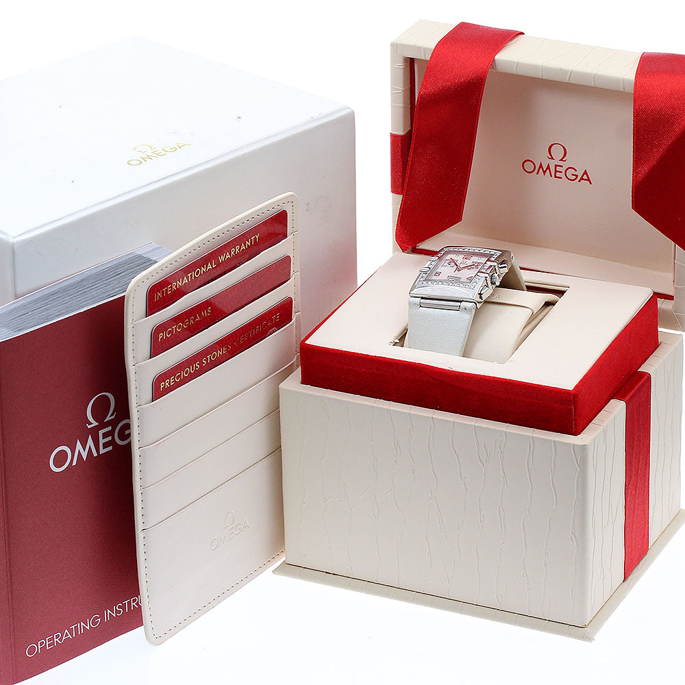 OMEGA Constellation Quadra 1847.35 4P Diamond Bezel Chronograph White shell Dial Quartz Ladies Watch_875248