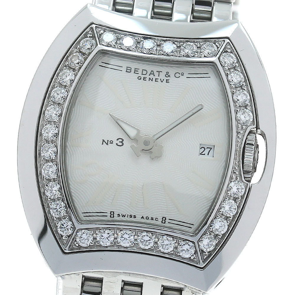 BEDAT&Co N0.3 date diamond bezel Silver Dial Quartz Ladies Watch_875296