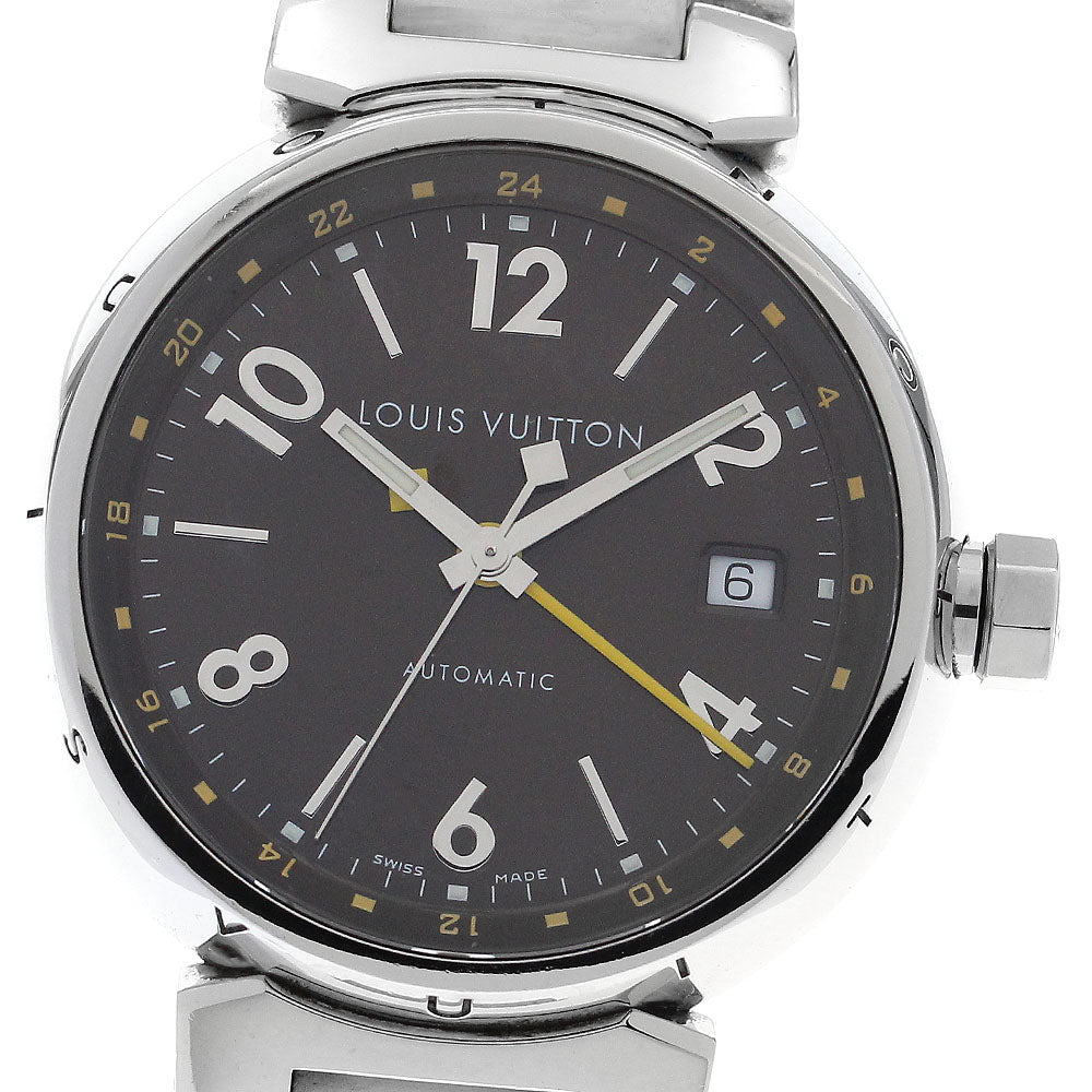 LOUIS VUITTON Tambour Q1131 GMT date Brown Dial Automatic Men's Watch_875311