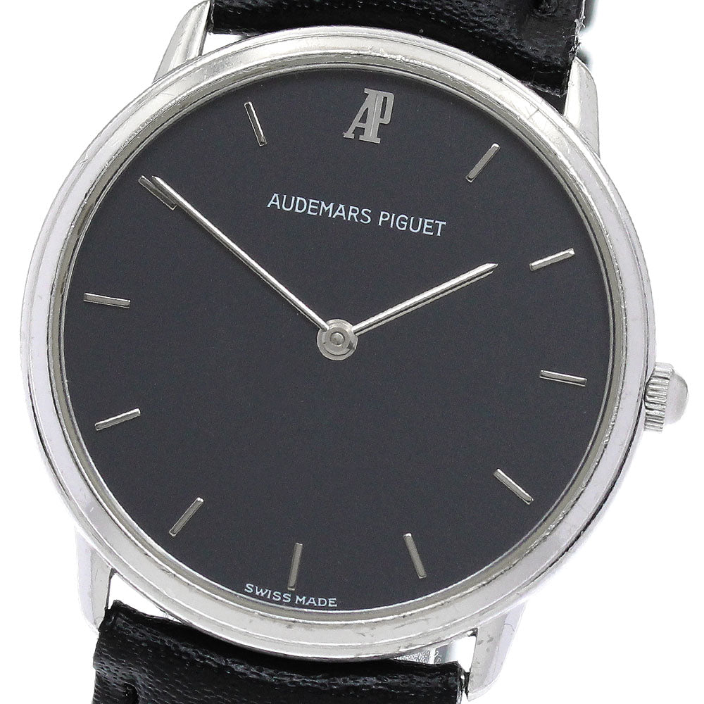 AUDEMARS PIGUET K18WG round Navy Dial Quartz Men's Watch_875331