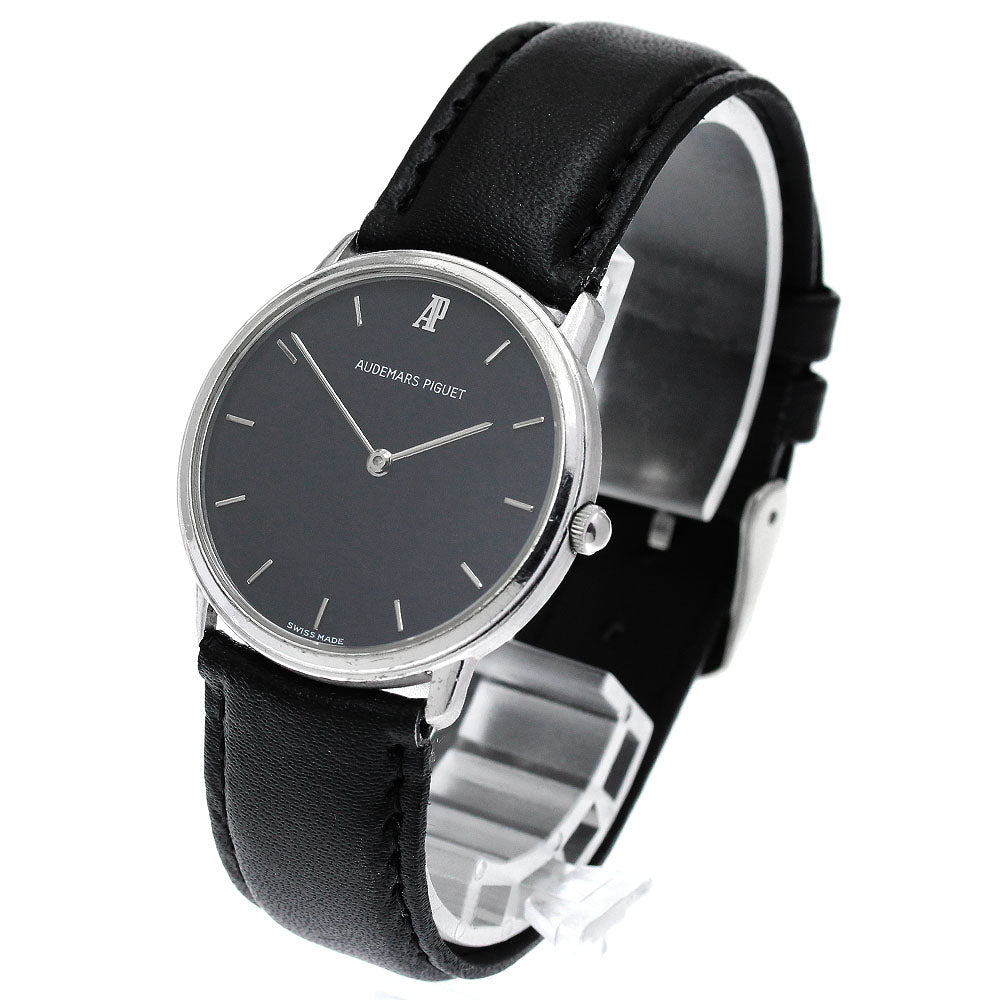 AUDEMARS PIGUET K18WG round Navy Dial Quartz Men's Watch_875331