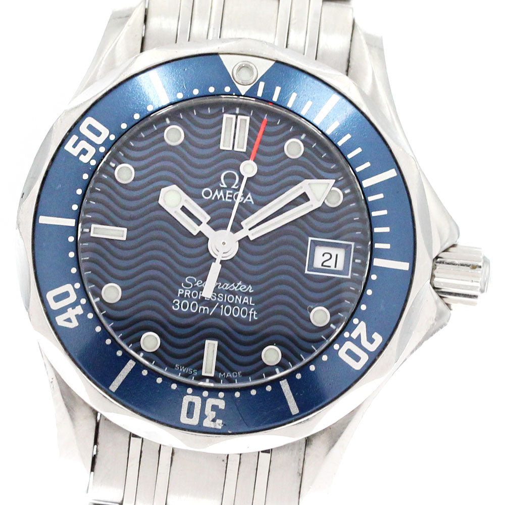 OMEGA Seamaster300 2583.80 Date Navy Dial Quartz Ladies Watch_875364