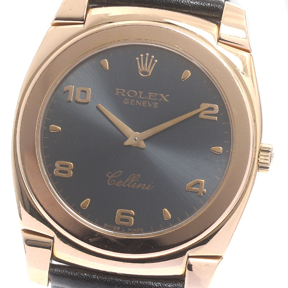ROLEX Cellini 5330 18K Pink Gold gray Dial Hand Winding Men's Watch_875392