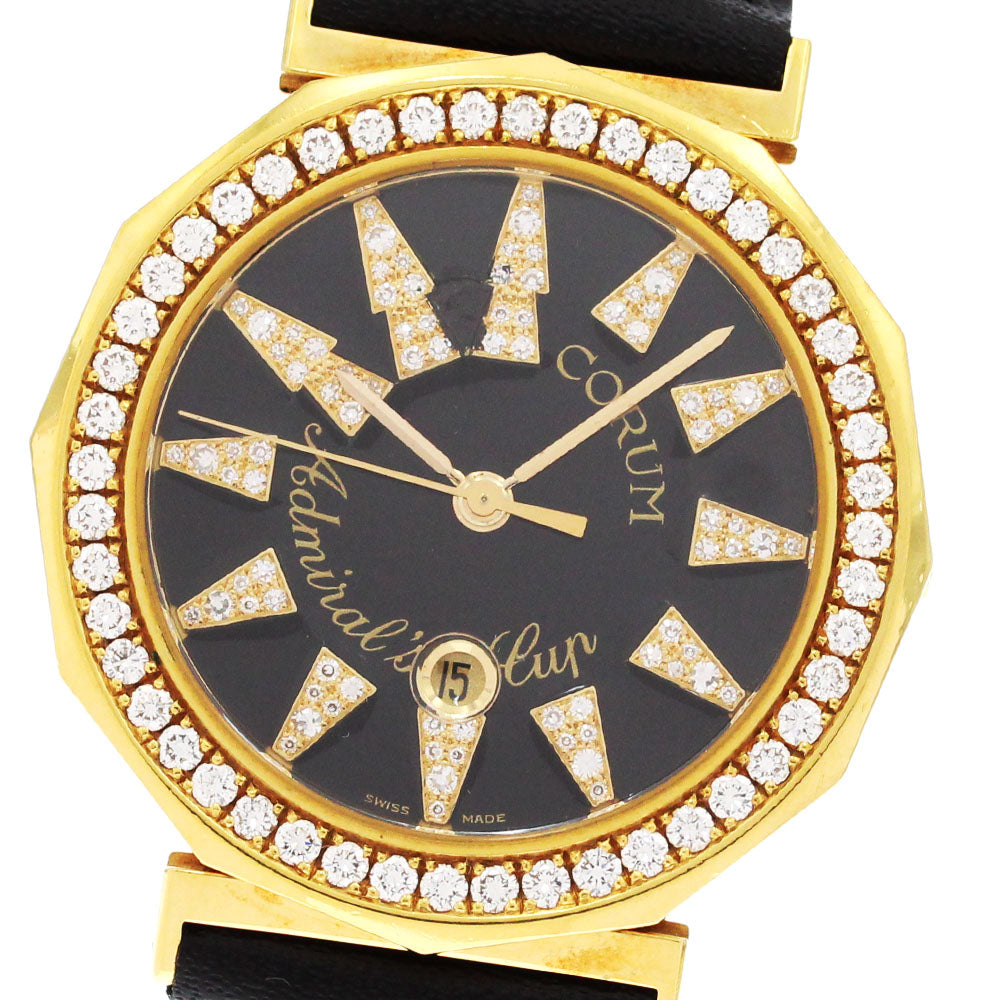 CORUM Admirals cup 39.830.65 K18YG diamond bezel black Dial Quartz Men's Watch_875407