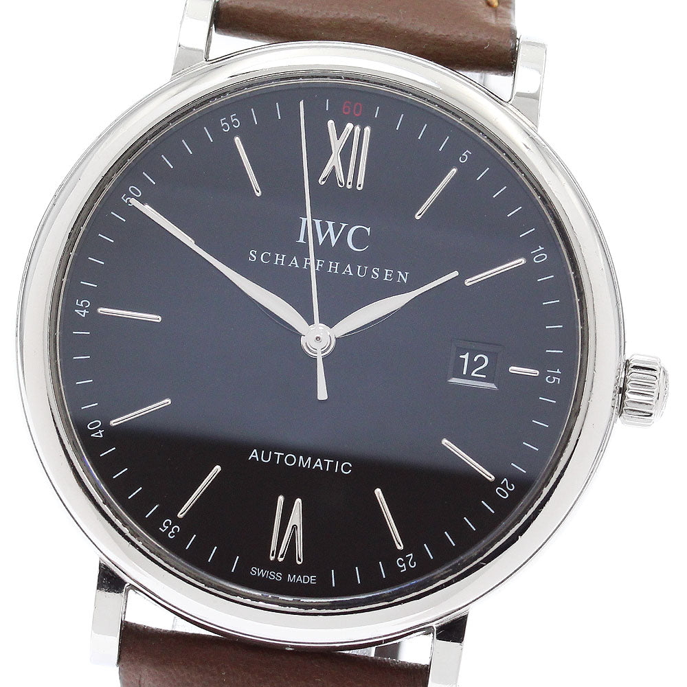 IWC SCHAFFHAUSEN Portofino IW356502 Date Black Dial Automatic Men's Watch_875459