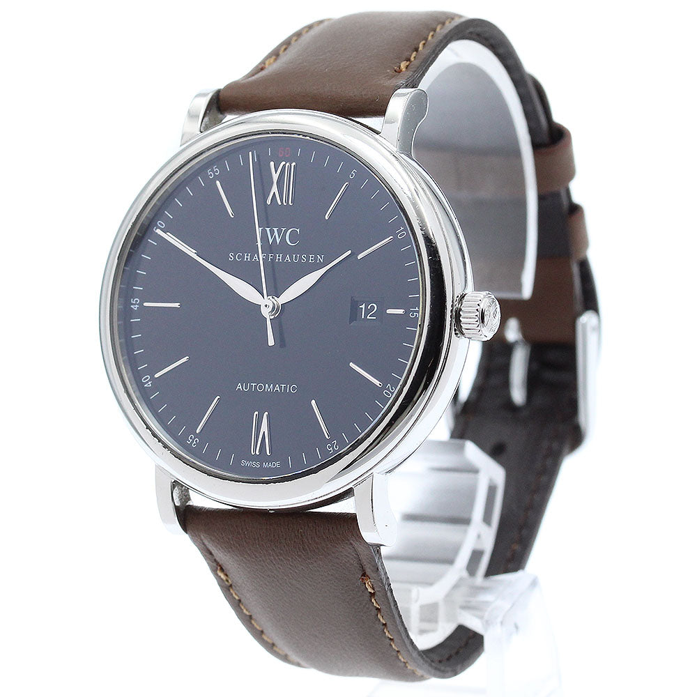 IWC SCHAFFHAUSEN Portofino IW356502 Date Black Dial Automatic Men's Watch_875459