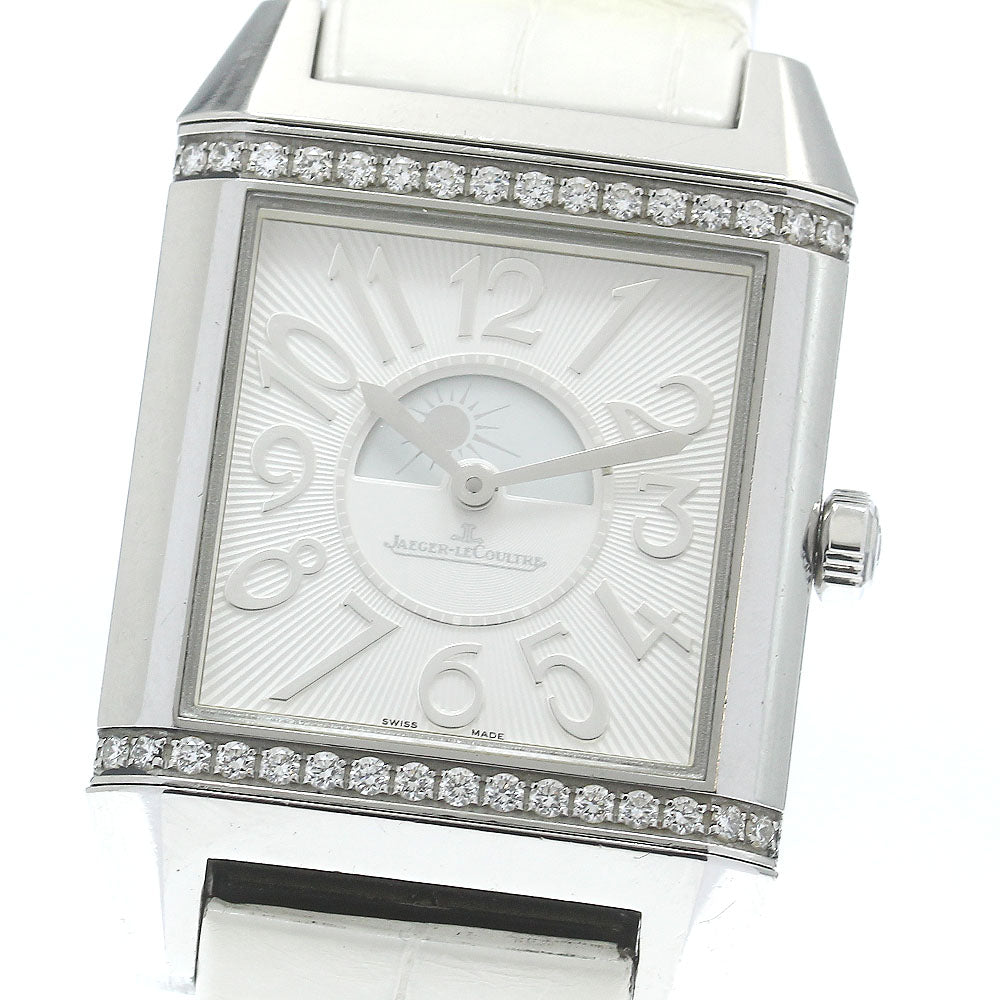 JAEGER-LECOULTRE Reverso Squadra Duetto Diamond 235.8.76/Q7058430 AMPM Silver / Black Dial Automatic Ladies Watch_875464