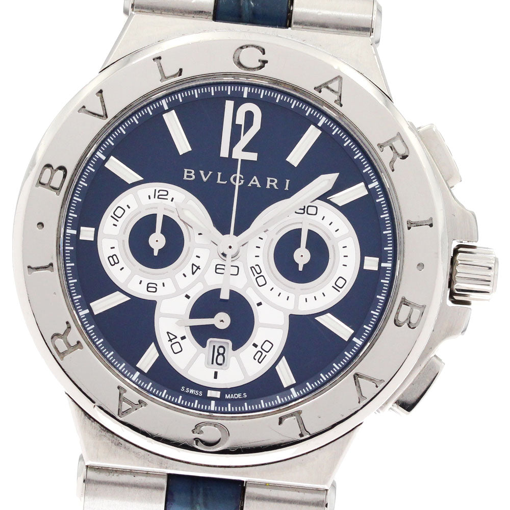 BVLGARI Diagono Caribillo 303 DG42SCH Chronograph Navy / White Dial Automatic Men's Watch_875467