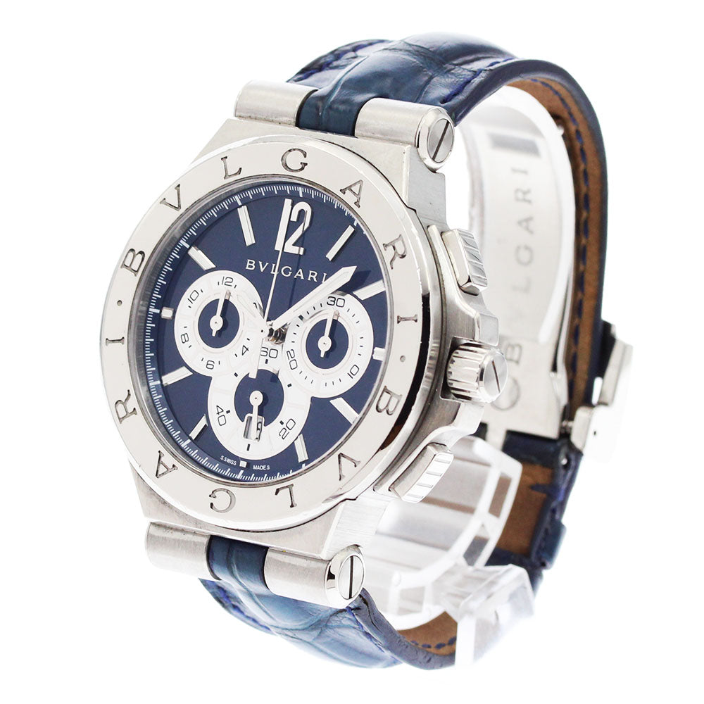 BVLGARI Diagono Caribillo 303 DG42SCH Chronograph Navy / White Dial Automatic Men's Watch_875467