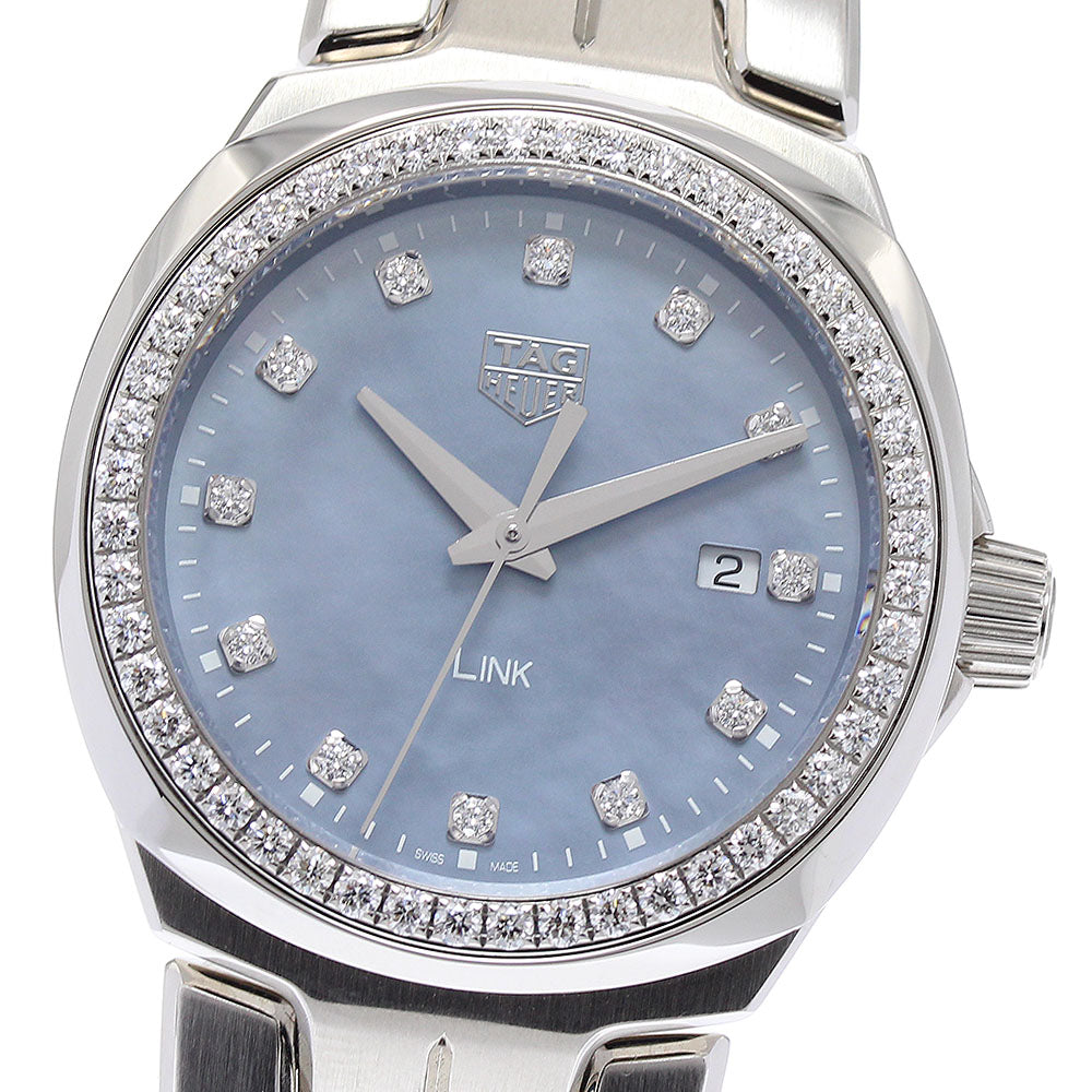 TAG HEUER Link WBC1319 diamond bezel date Blue shell Dial Quartz Ladies_875492