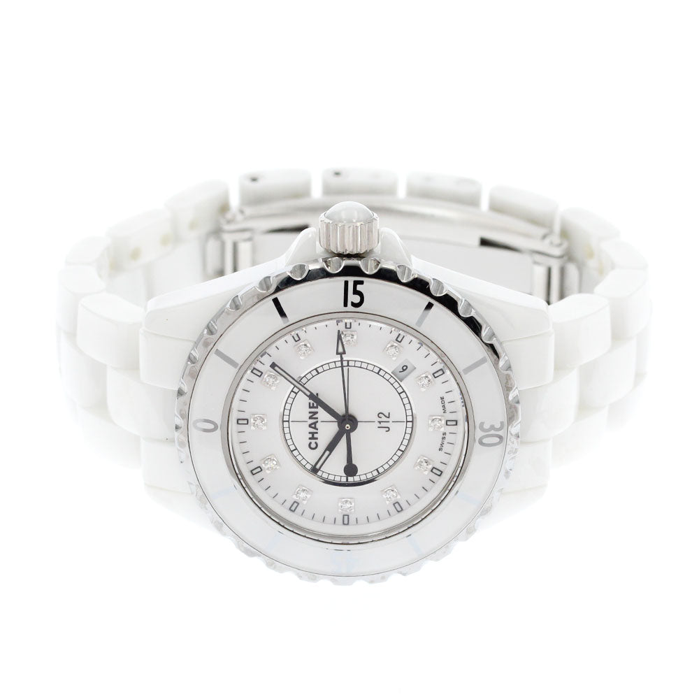 CHANEL J12 H1628 White ceramic 12P diamond white Dial Quartz Ladies Watch_875503