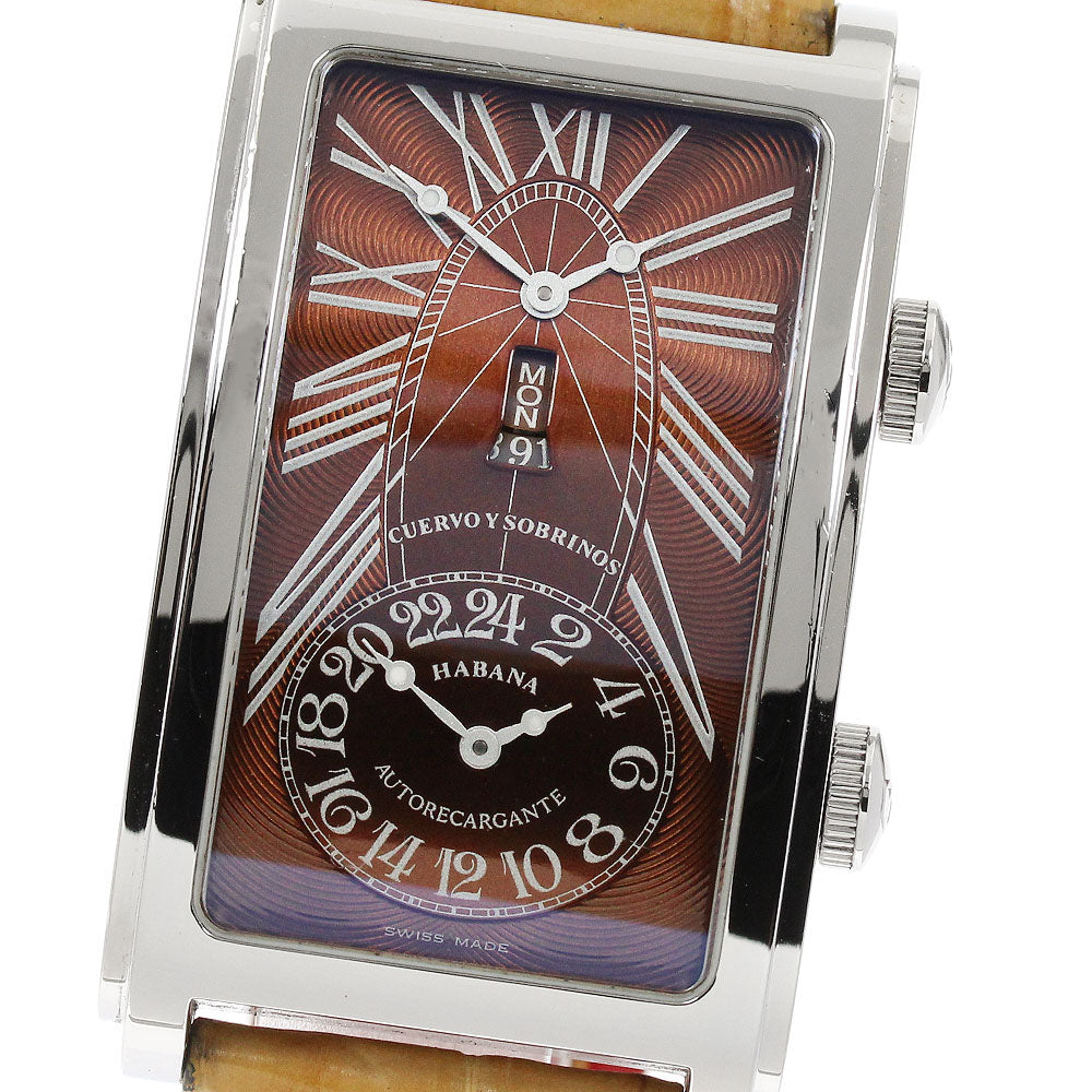 CUERVO Y SOBRINOS Prominente A1124 Dual time Brown Dial Automatic Men's Watch_875519
