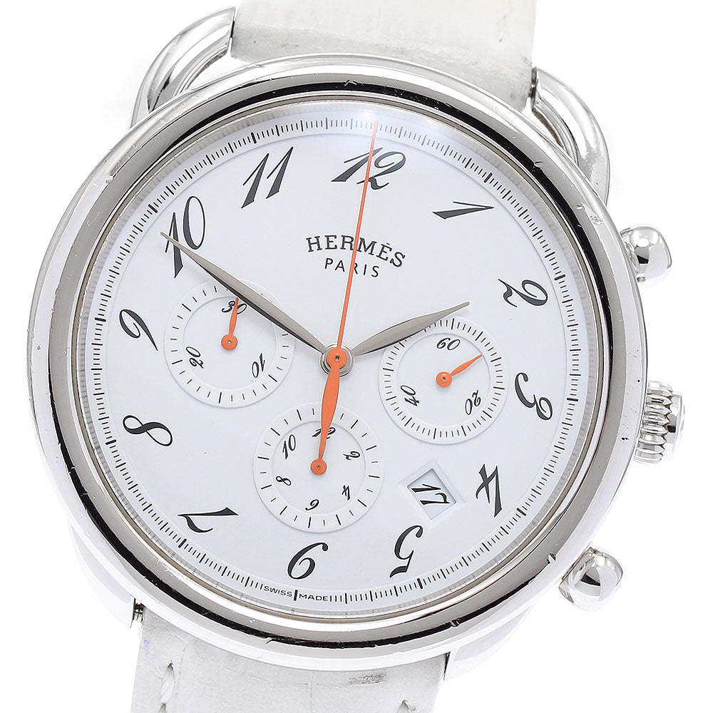 HERMES Arceau AR4.910 Chronograph White Dial Automatic Men's Watch_875559