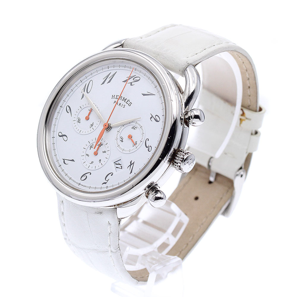 HERMES Arceau AR4.910 Chronograph White Dial Automatic Men's Watch_875559